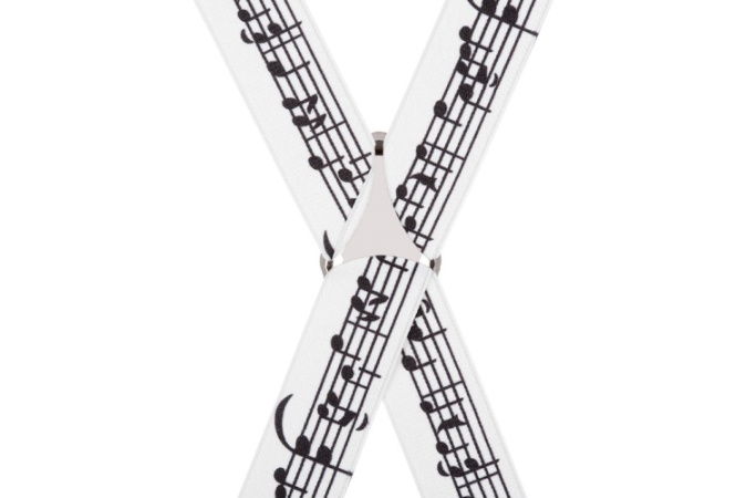 Outlet Non Pristine White Musical Note Trouser Braces